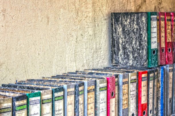 old archive of documents in ordners