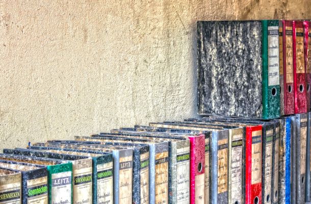 old archive of documents in ordners