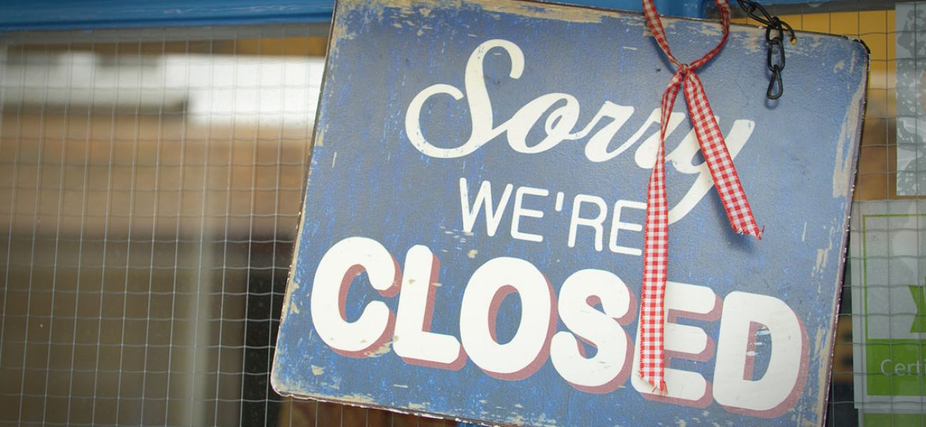 Restaurant sign sorry we're closed